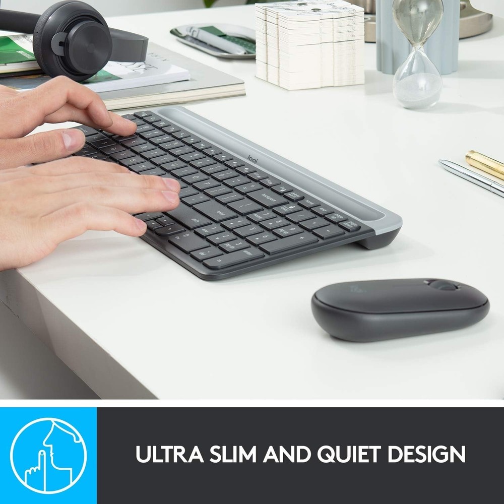 Ultra-Slim MK470 Wireless Keyboard & Mouse Combo - Ambidextrous Design, Graphite