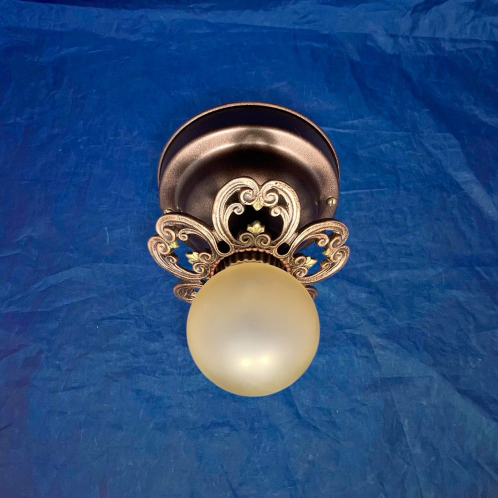 Wired Flush Mount Fixture Art Deco Rare 84A