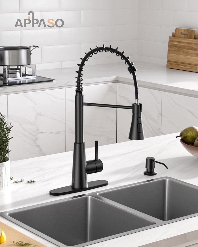 Pull Down Kitchen Faucet Touchless Black, Motion Sensor Activated Automatic K...