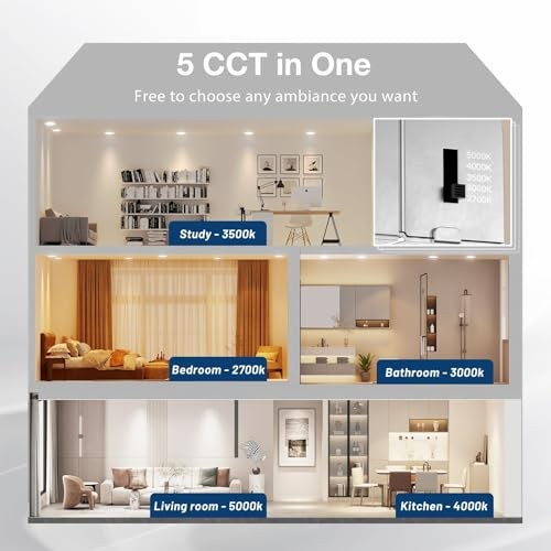 6 Pack 5CCT Ultra-Thin LED Recessed Ceiling Light with Junction 6 Inch White