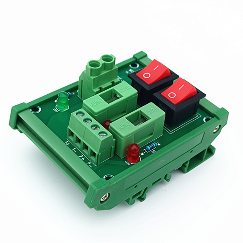 DIN Rail Mount 2 Position Switch DC Power Distribution Strip Module Fuse Splitte
