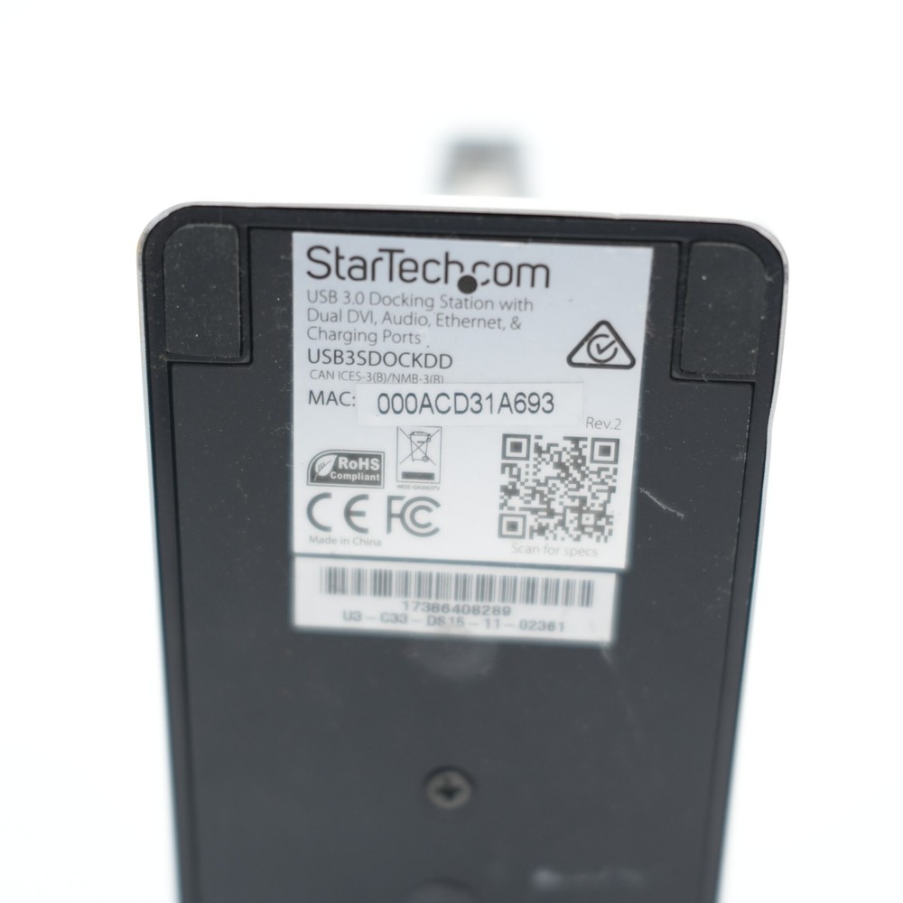 StarTech USB 3.0 Universal Docking Station USB3SDOCKDD UNIT ONLY NO CORD