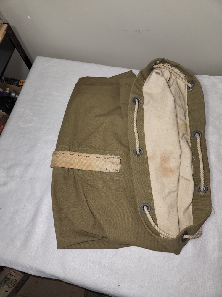 Vintage U.S.N. WWII USS Memphis Duffle Sea Bag Named P.G. Fulton Unique Design