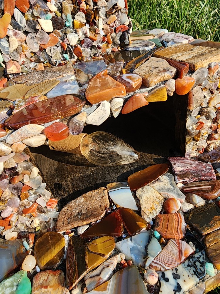 Gorgeous Agate Covered Mini Fireplace And Mantle