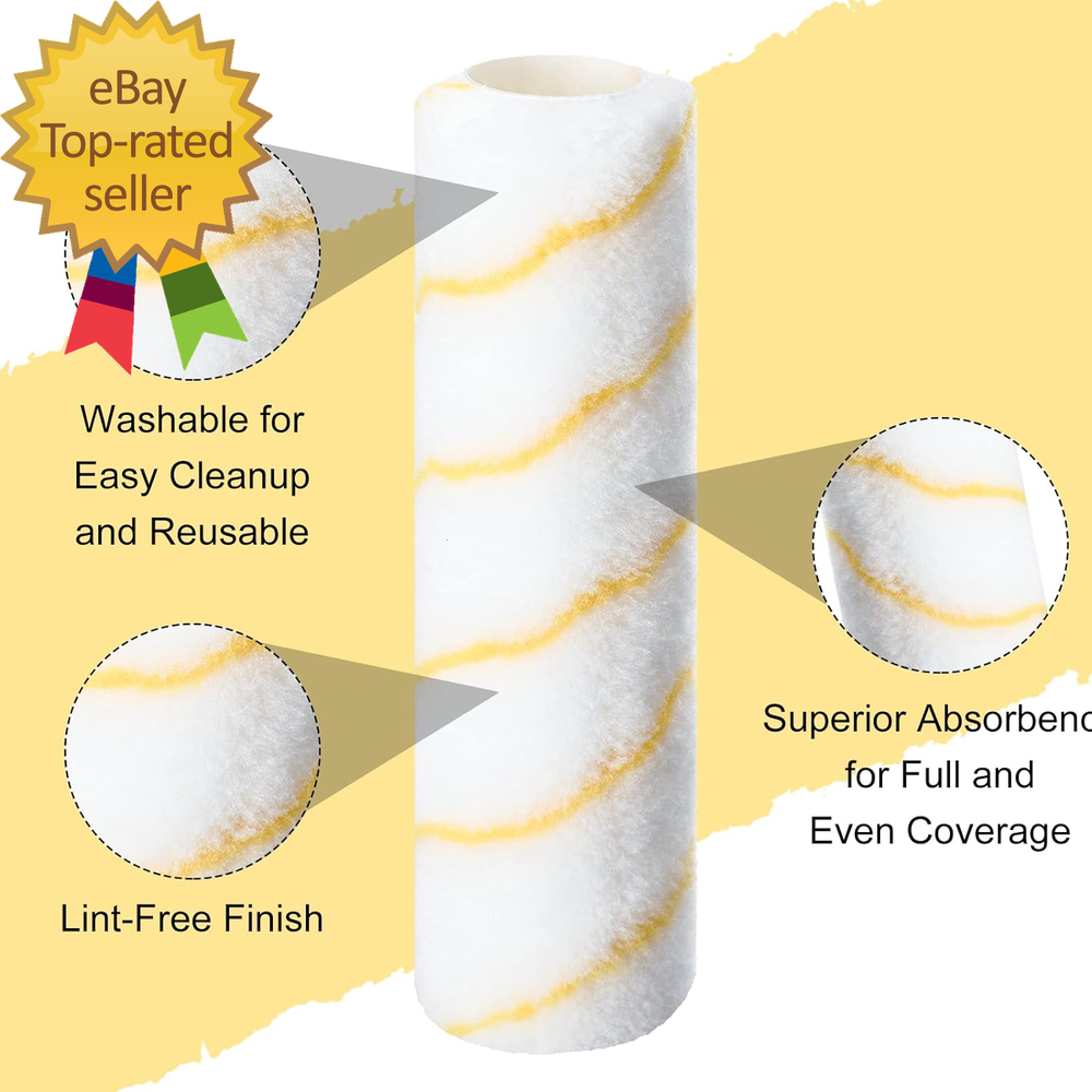 100 Pieces Paint Roller Covers 1/2 X 9 Inch Microfiber Paint Roller Covers Naps