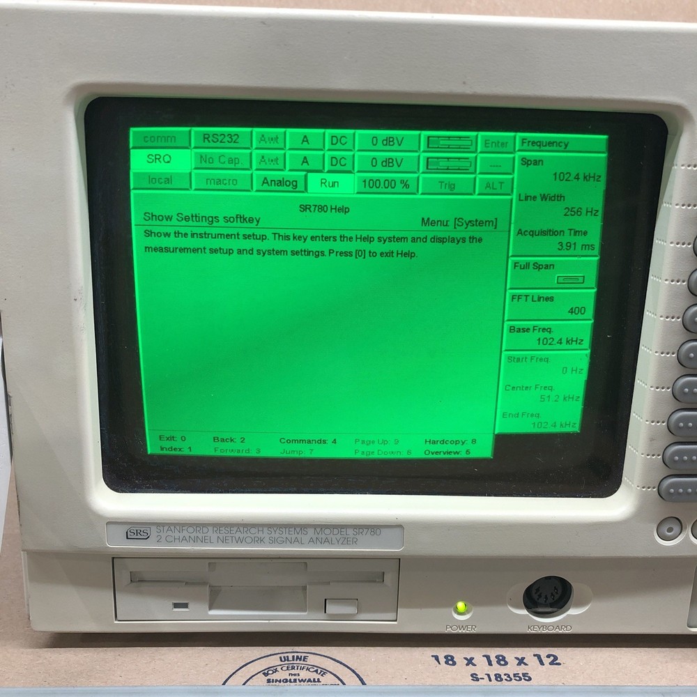 Stanford Research Systems SRS SR780 2 Channel Network Signal Analyzer “Untested”