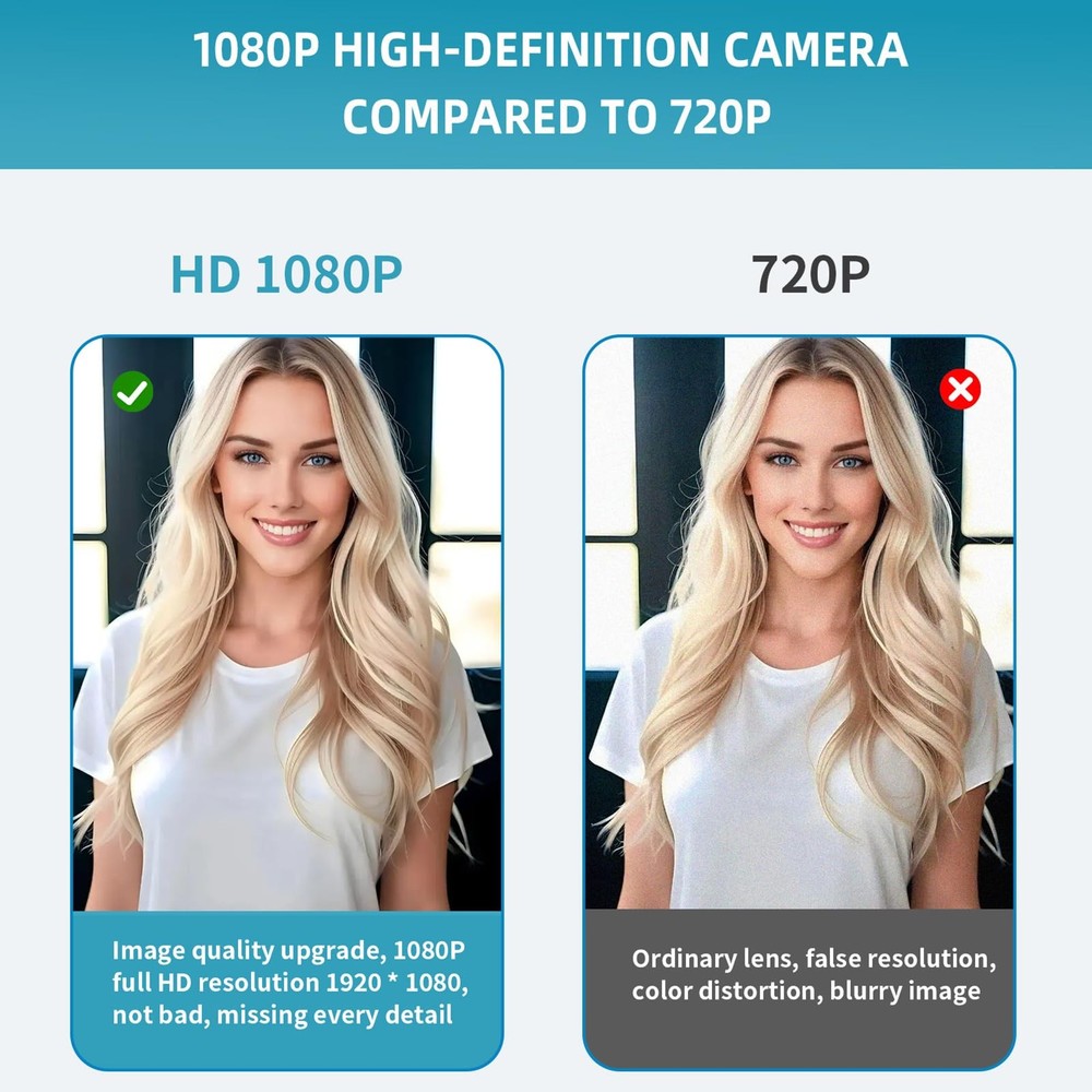 Webcam with Microphone and Speaker, 1080P Web Camera for Desktop Computer Lap...