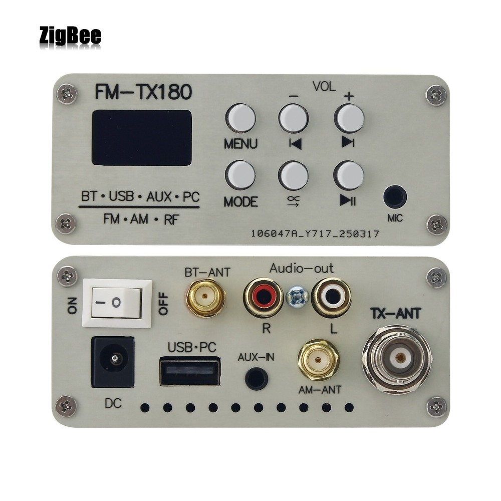 FM-TX180 75MHz-108MHz Bluetooth Stereo FM Radio Transmitter w/0.96"OLED Screen