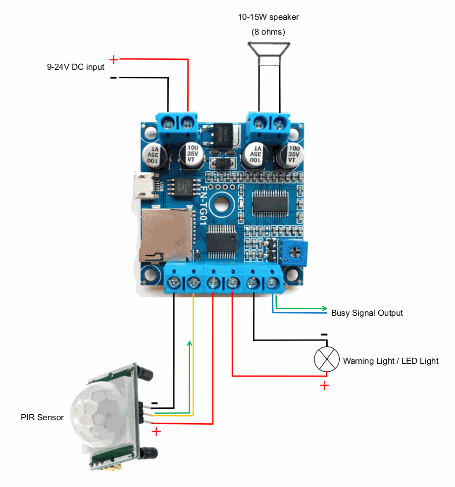Motion Sensor MP3 Player Module with Load Output (With PIR)