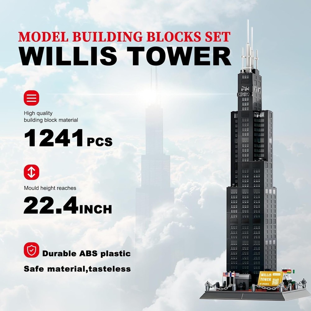 Willis Tower Chicago Model Building Kit 1241 PCS