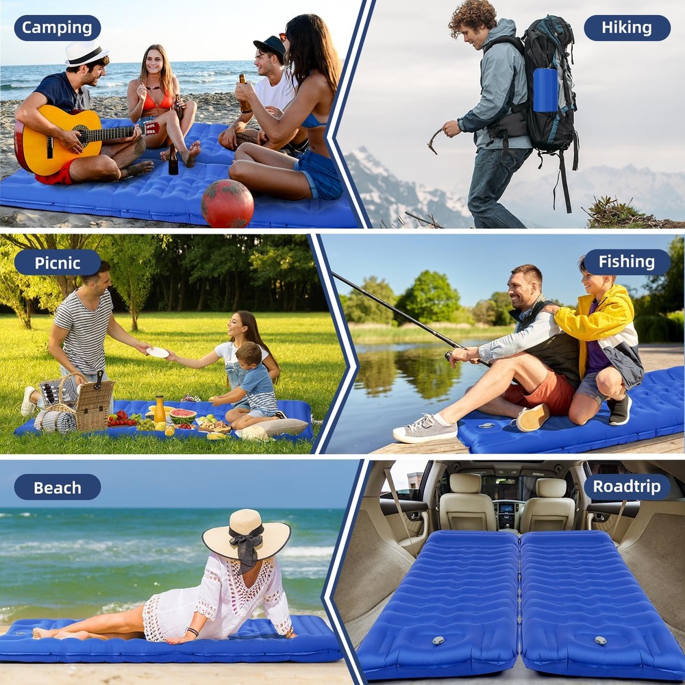 Sleeping Pad, Ultralight Thicken Inflatable Sleeping Pad for Camping, Built-i...