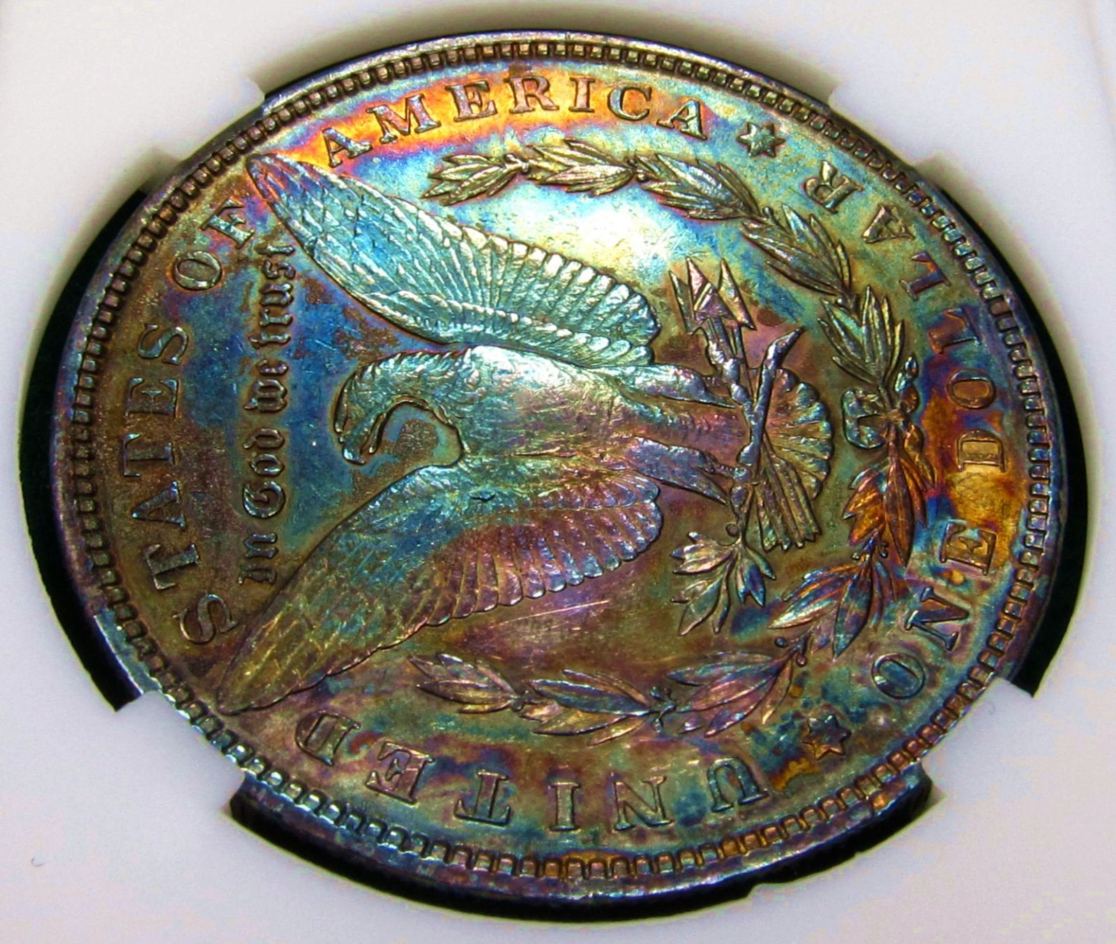 1896 Morgan Dollar Toned Silver ✪ MS ✪ Colorful Rainbow Toning~Gold Magenta Blue
