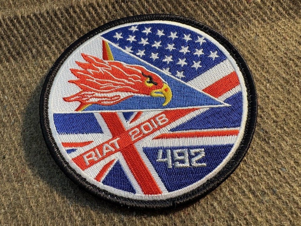 USAF Fighter Squadron Patch ~ 492nd FS RIAT 2018 ~ F-15E Strike Eagle  Hook Loop