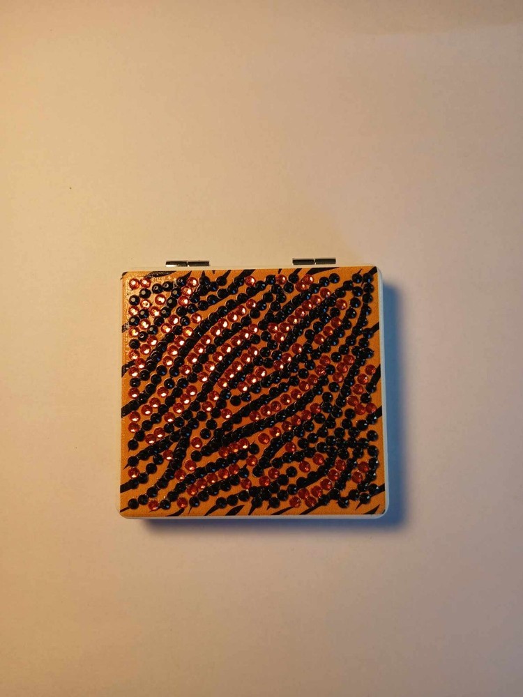 Diamond Dots Painting - COMPLETED Tiger Print Compact Mirror