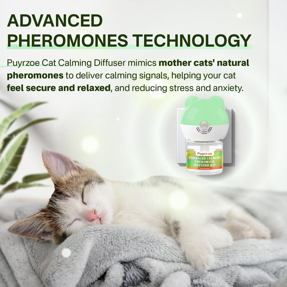 Cat Calming Diffuser with Timing Function, 3-in-1 Cat Pheromones Calming Diff...