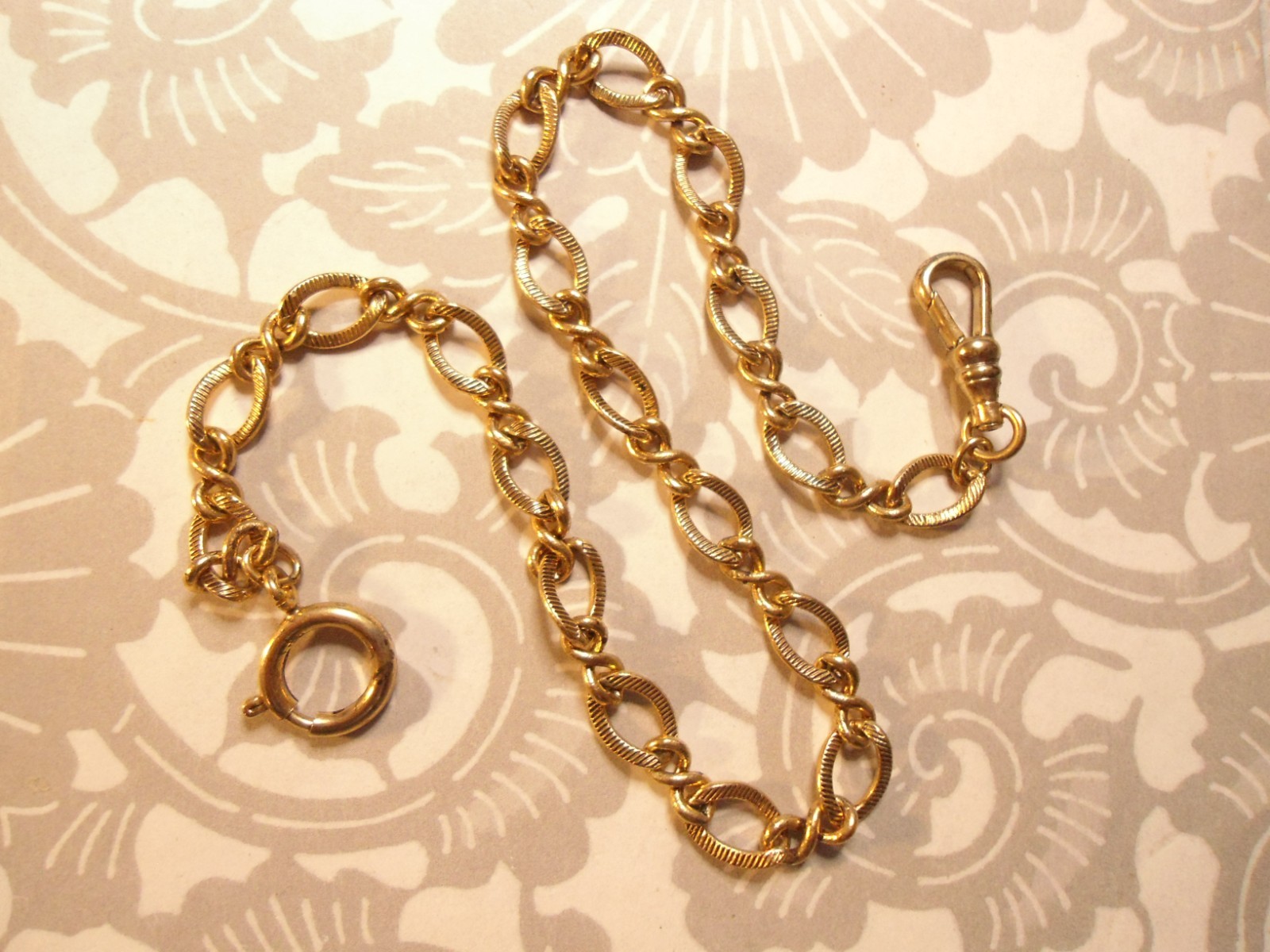 1 Goldplated 12" Watch Chain with Spring Ring and Clip Ring Connector