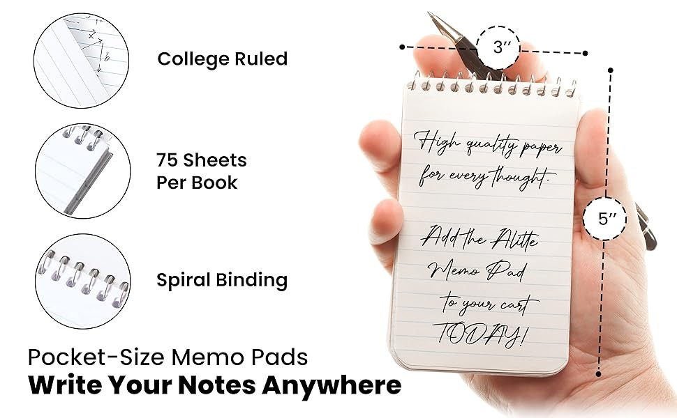Small Notebooks, Spiral Notepads - Poet Notebook, Memo Pads For