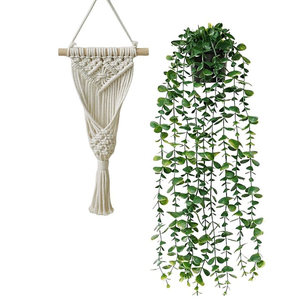 Artificial Eucalyptus Wall Hanging Decor, Artificial Hanging Greenery Plants,...