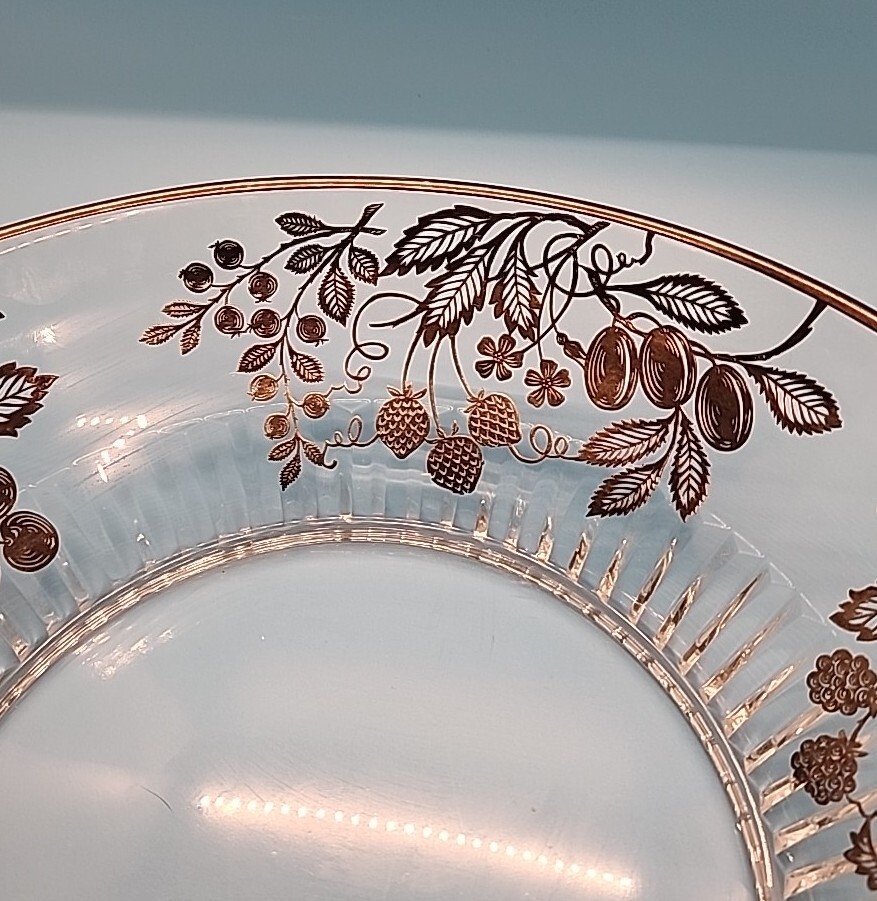 Vintage Sterling SILVER Overlay Fruit Pattern Bowl Ridged Bottom