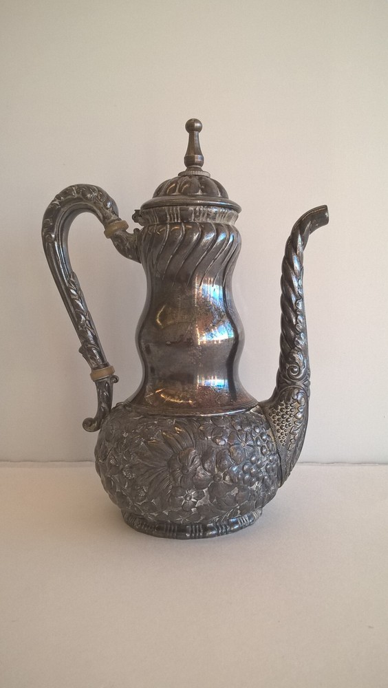 Simpson Hall Miller Coffee Tea Server Antique Victorian Repousse Silverplate 8"