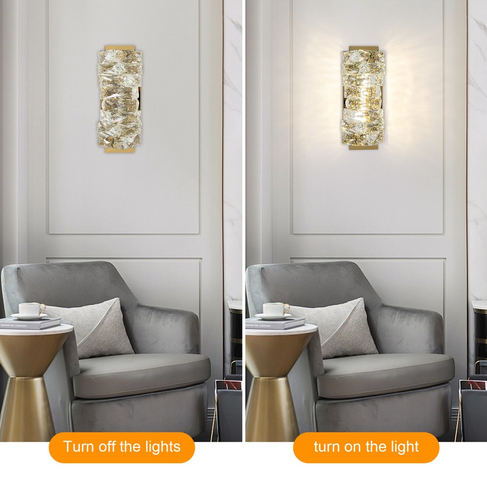 Modern Golden Crystal Wall Lamp with Adjustable LED Light Source