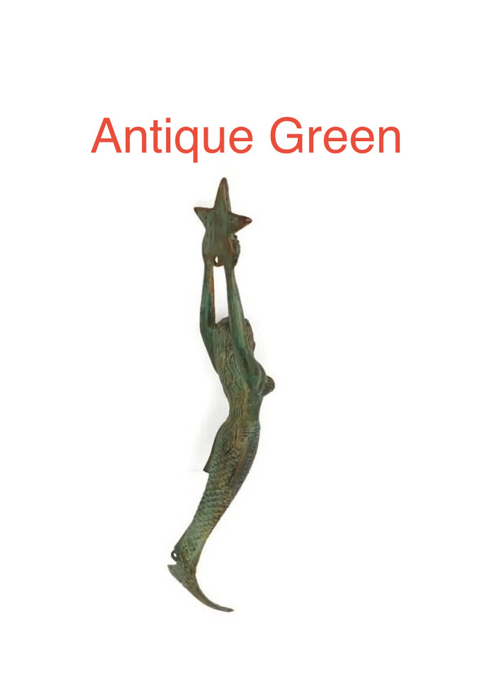 brass 15" inch Large version old style Mermaid solid hollow brass GRAB handle