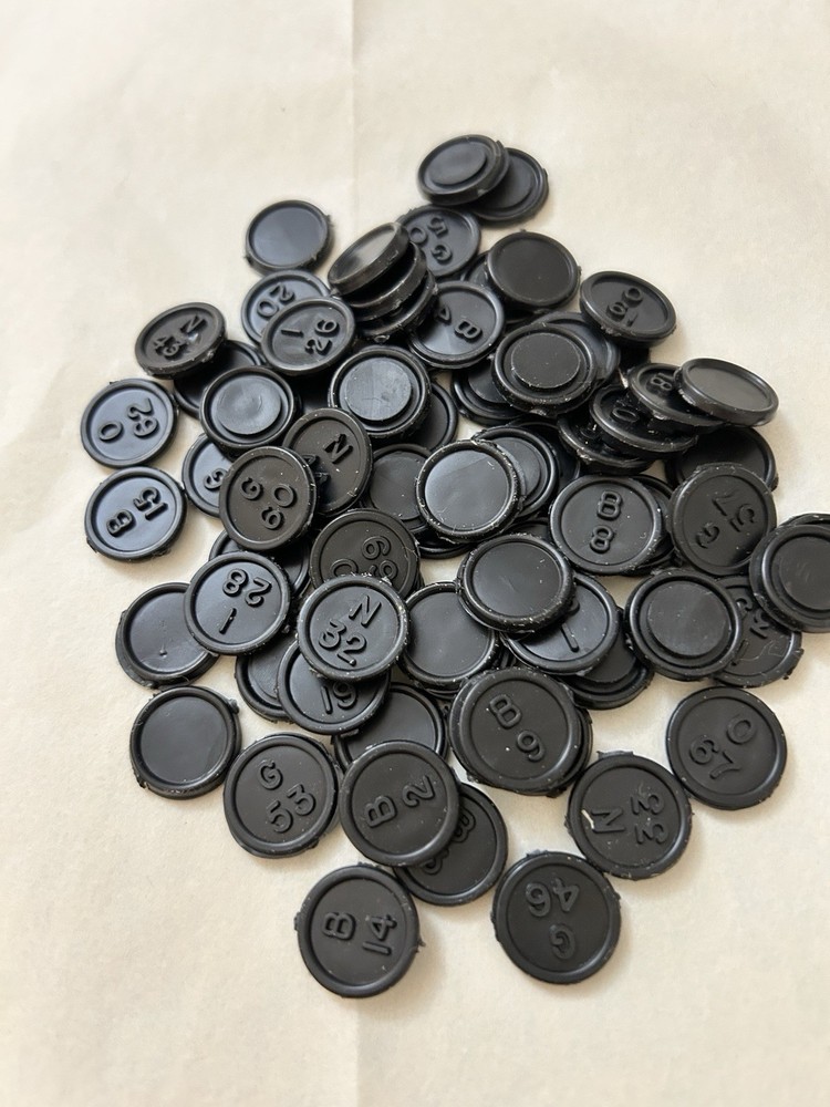 Black Plastic Bingo Chips Collage Material, Jewlery Making, Math Manipulative
