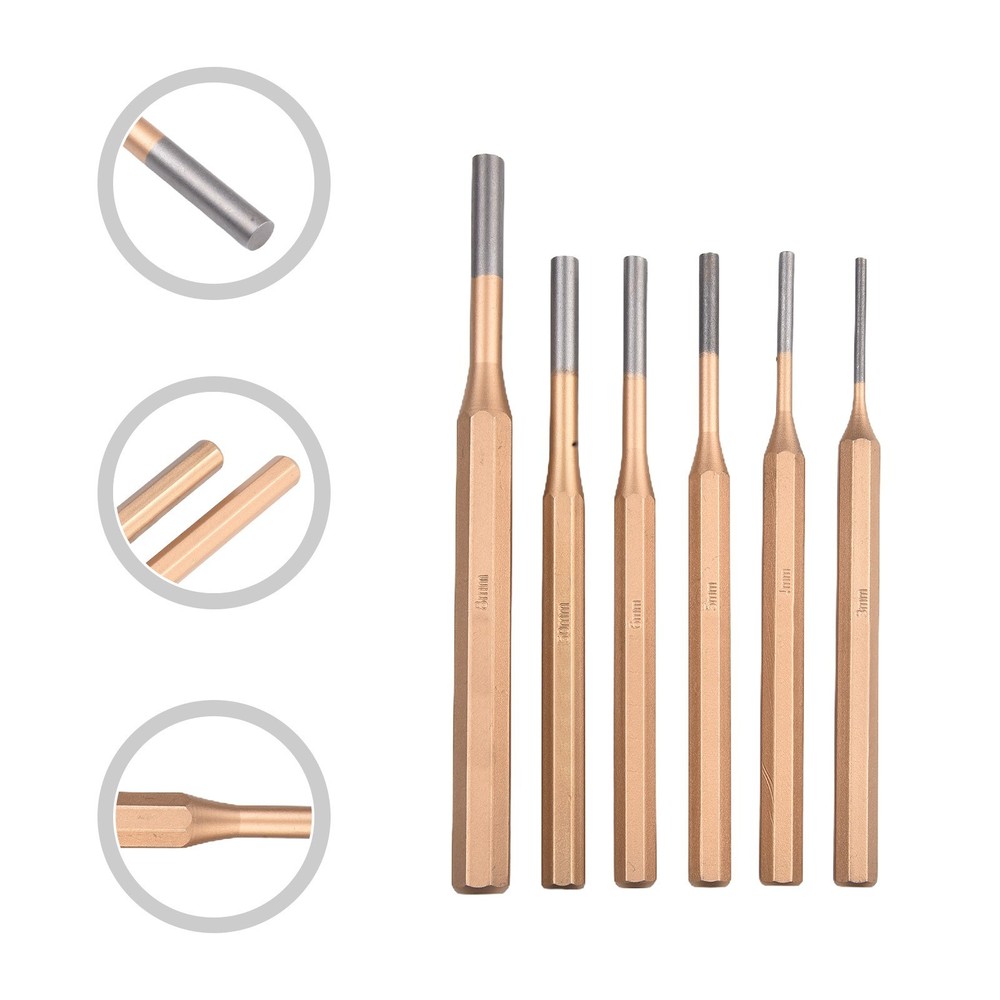 Professional Grade Cylindrical Chisel Round Head Center Punch Chisel 6pcs