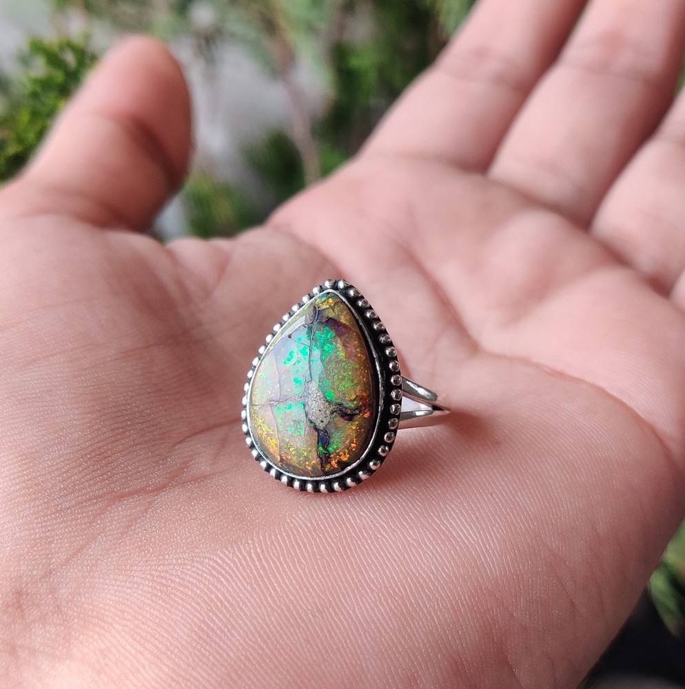 Monarch Opal Gemstone Ring Solid 925 Sterling Silver Handmade Designer Ring MK*