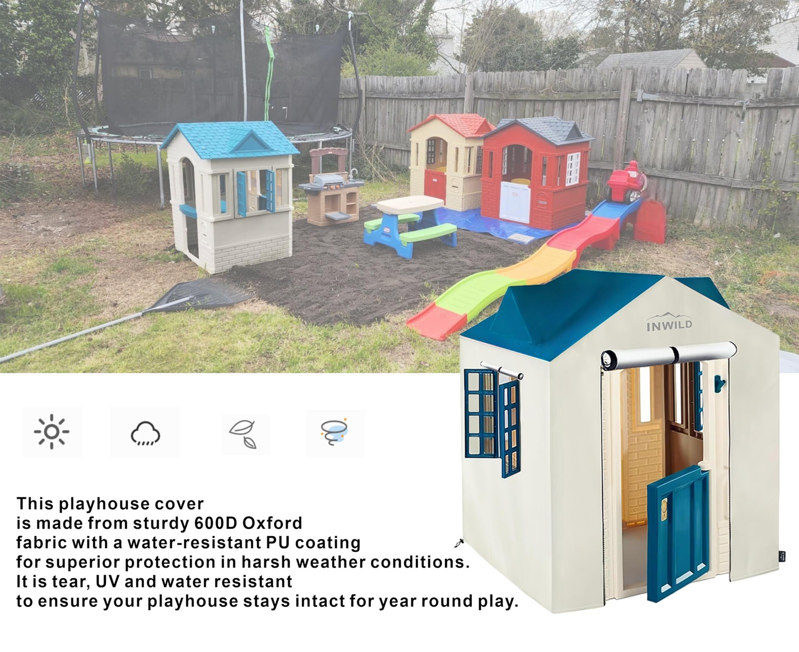INWILD Outdoor Playhouse Cover for Little Tikes Cape Cottage, All-Weather Protec