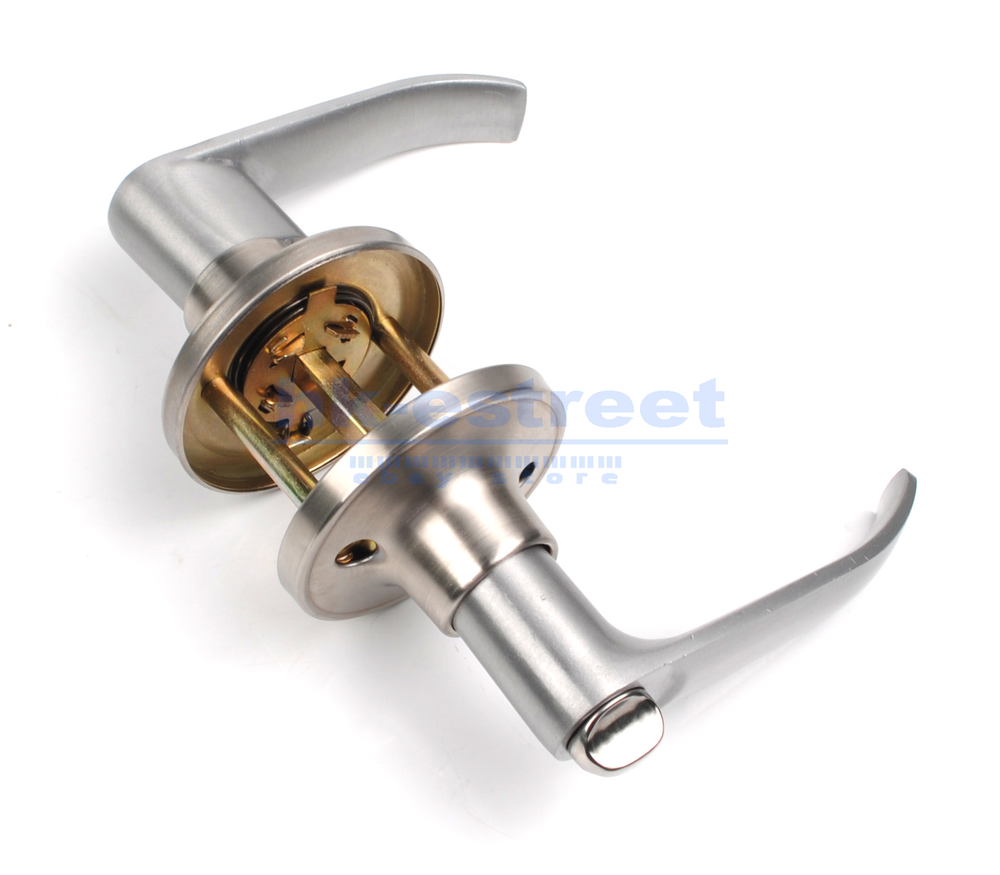 Entry Door Lever Lock Set Privacy Keyed Knobs Lockset Handle+2 Keys Satin Nickel