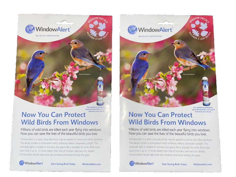 2 WINDOW ALERT ANTI-COLLISION CLINGS LEAF DECALS SAVE PREVENT BIRD WINDOW STRIKE