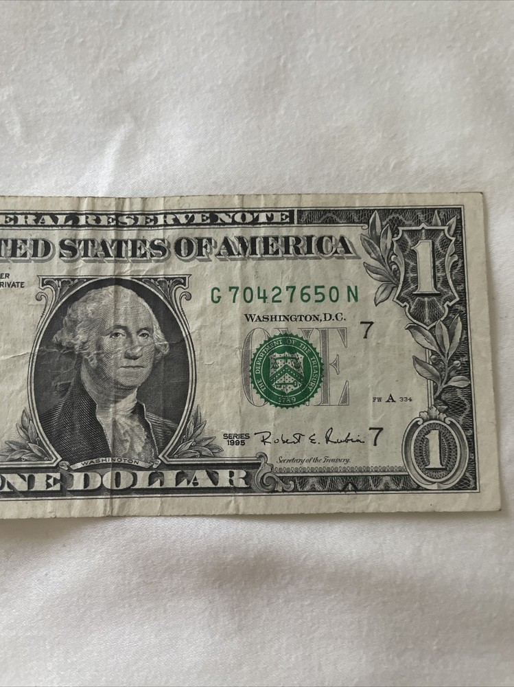 1995 $1 federal reserve note offset error