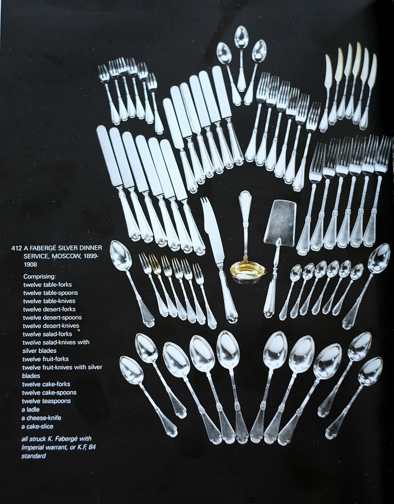 Complete Fabergé Silver Dining Set 157 piece No Monograms -Sotheby's 1889/1908