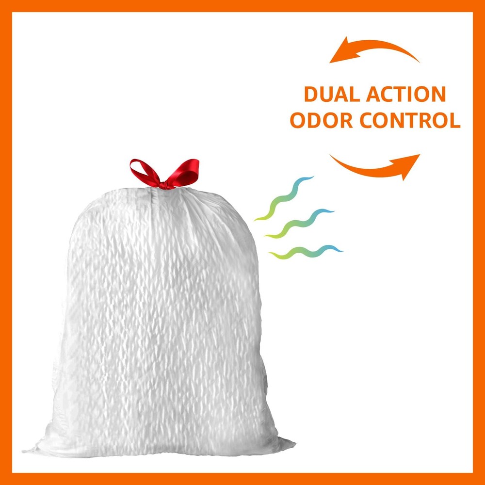 Amazon Basics Ultra-Force Tall Kitchen Drawstring 1 Count (Pack of 80), White