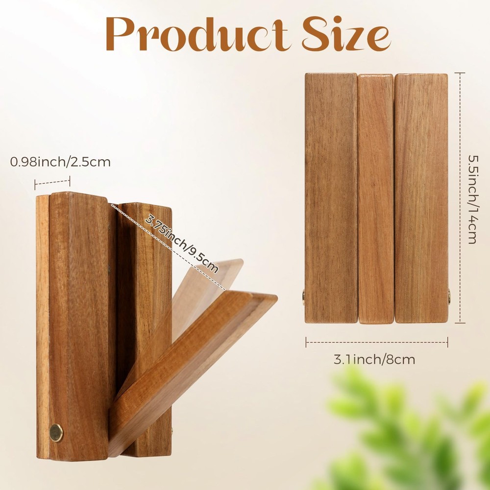 Stylish Wall-Mounted Coat & Hat Hooks with Key Holder – Rustic Solid Wood, Sp...