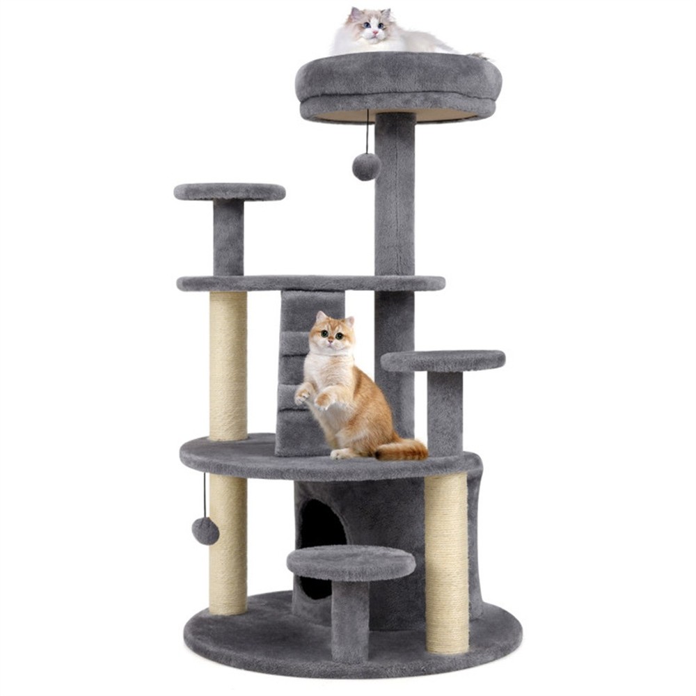 40" Multi-Level Cat Tree for Munchkin & Old Cats Soft Padded Perch Large Condo