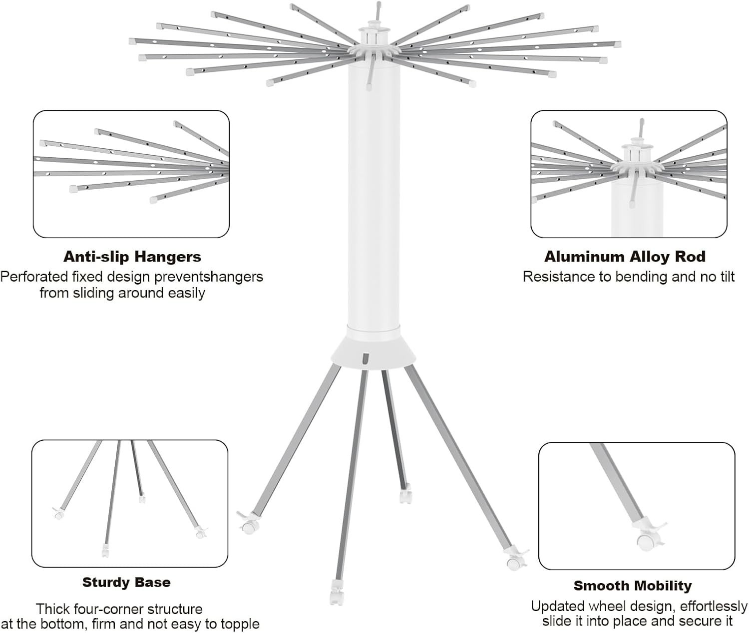 4-Legged Clothes Drying Rack Foldable, Portable Laundry Drying Rack