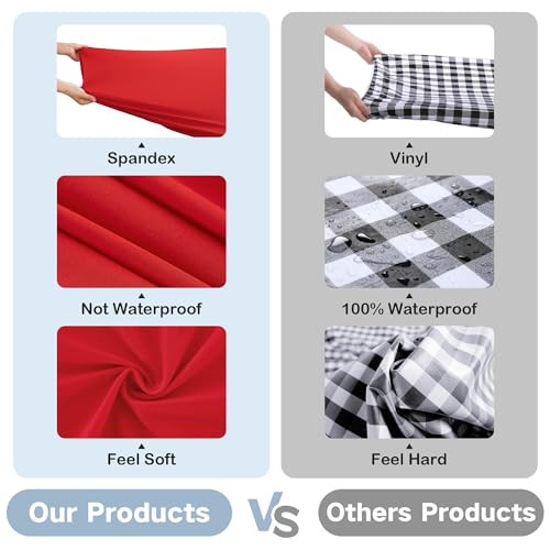 Fitted Rectangle Tablecloth Spandex Stretch Red Cocktail Table Cover Elastic