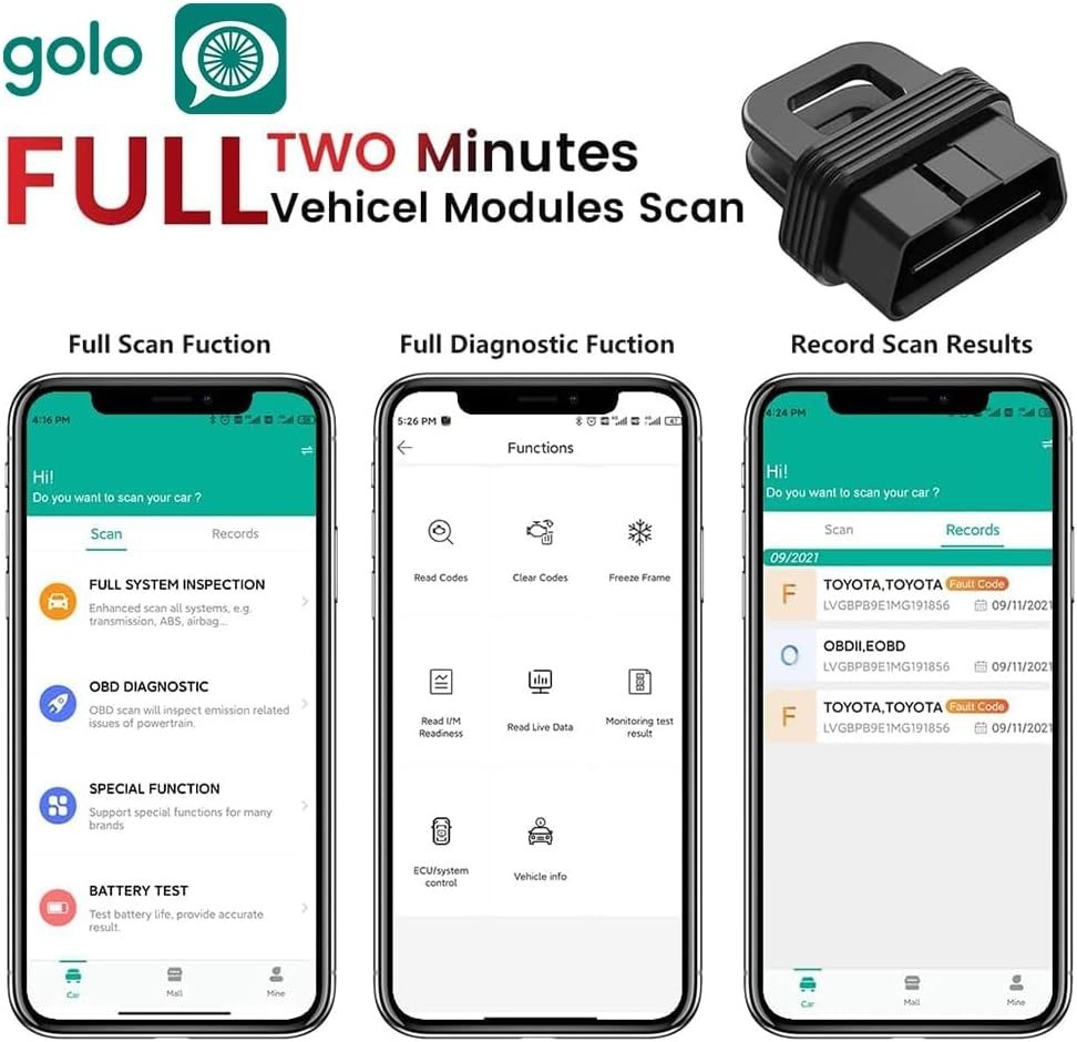 OBD2 II Scanner Bluetooth 5.0 Diagnostic Tool Full Scan SRS ABS foriOS & Android