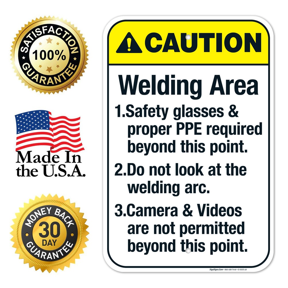 Welding Area Sign, ANSI Caution Sign,