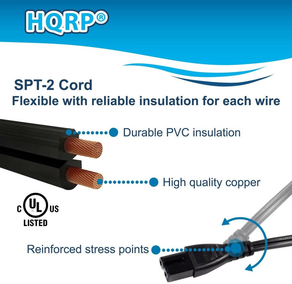 HQRP Cable de CA para Vizio E-Series E551d-A0 / E551i-A2 / E600i-B3 / E650i-A2