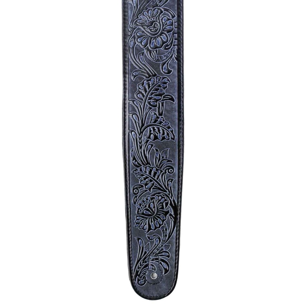 Walker & Williams DLX-282 Black Leather Padded Strap with Embossed Tooling