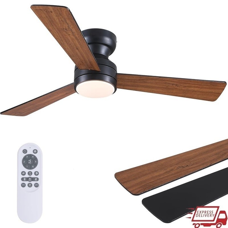 Reversible Ceiling Fan W/ Lights Remote Control Dimmable Flush Mount 3 Blade 40W