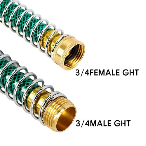 Garden Hose Protector, Brass Hose Extension Adapter with Coil Spring, 2 Pack