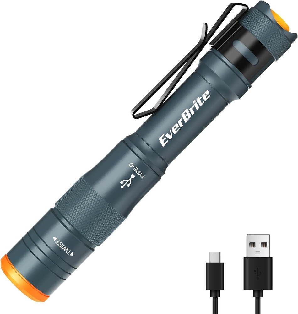 EverBrite USB C Rechargeable Pen Light Pocket Pen Flashlight 4 Light Modes 300LM