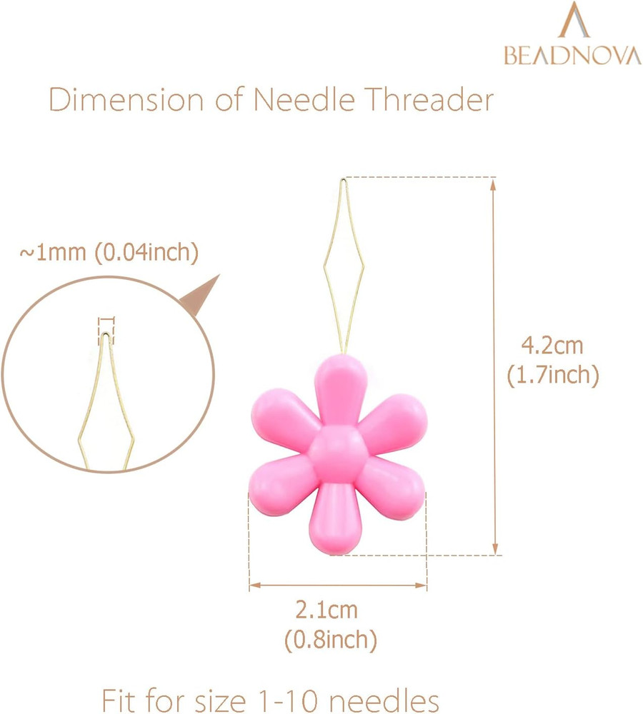 BEADNOVA Embroidery Needle Threader Tool 5pcs Plastic Flower Head Sewing Machine