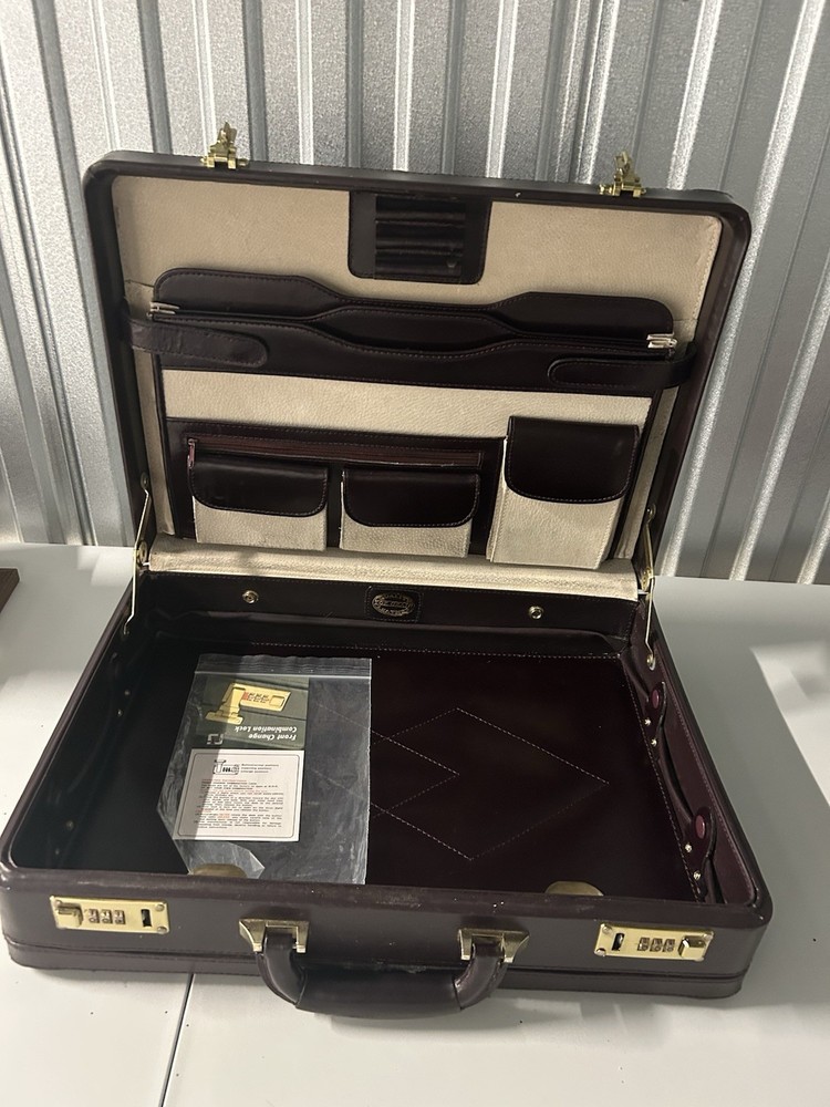 Heritage Burgundy Expandable Leather Attache Locking Combination Briefcase