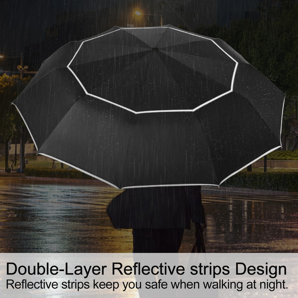 Extra Large Golf Umbrella 62 Inch Windproof 10 Ribs Vented Double Canopy