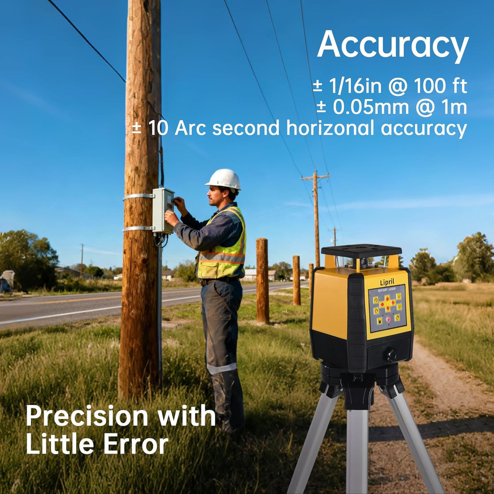 Precision Rotary Laser Level Kit with Tripod & Receiver for Builders